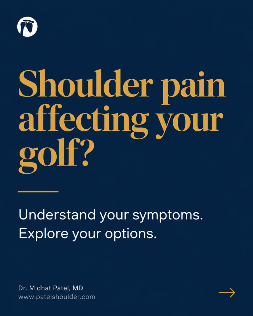 Social post for Dr. Patel on shoulder pain and golf