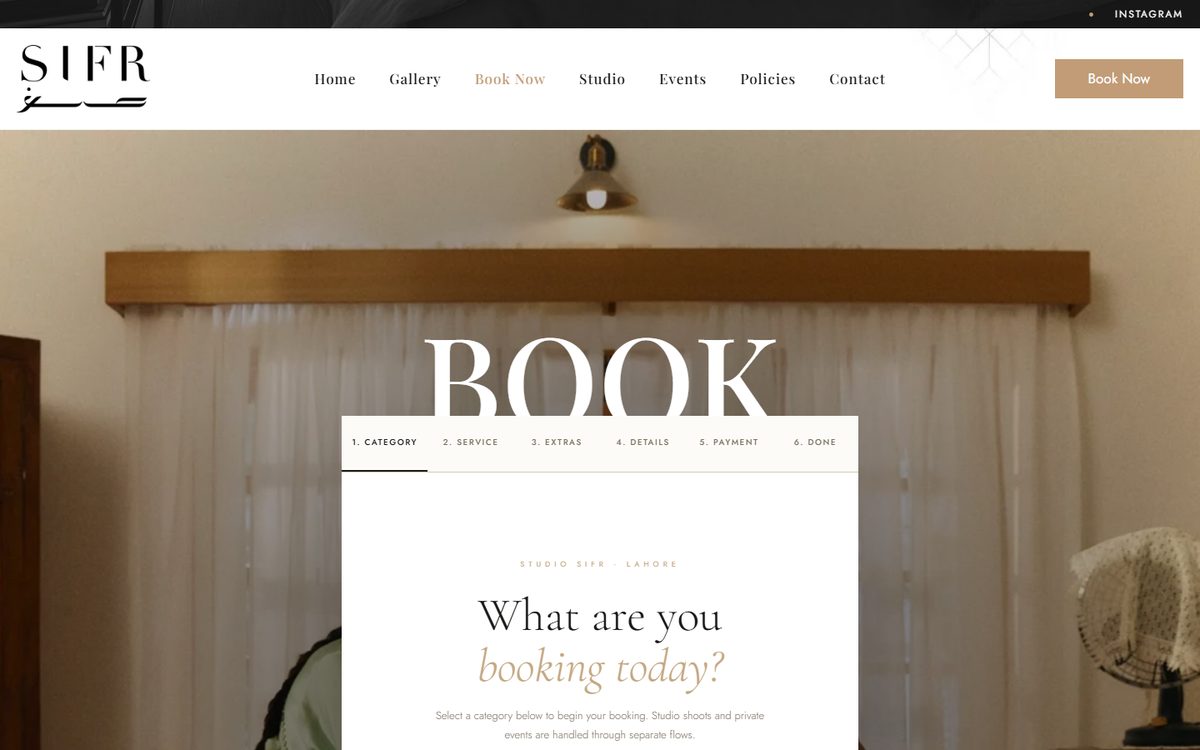 Studio Sifr booking form, with a Google Sheets CRM behind it